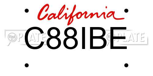 C88IBE California License Plate