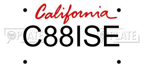 C88ISE California License Plate