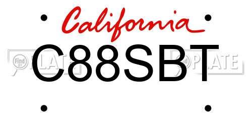 C88SBT California License Plate