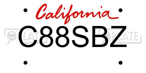 C88SBZ California License Plate