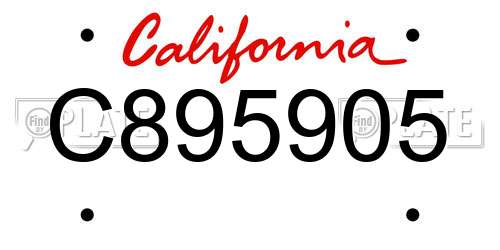 C895905 California License Plate