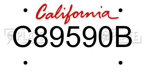 C89590B California License Plate