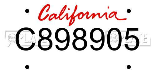 C898905 California License Plate