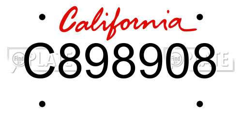 C898908 California License Plate