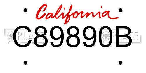 C89890B California License Plate