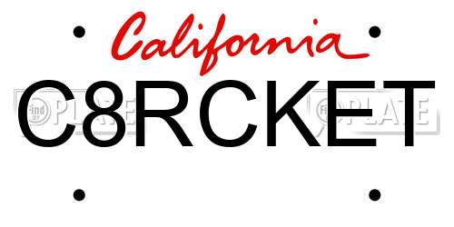 C8RCKET California License Plate