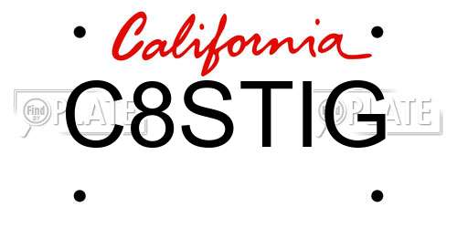 C8STIG California License Plate