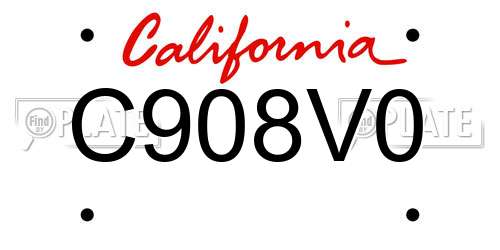 C908V0 California License Plate
