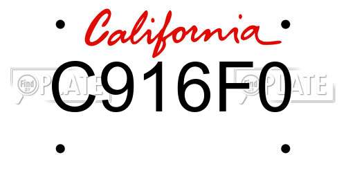 C916F0 California License Plate