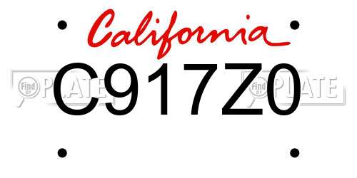 C917Z0 California License Plate