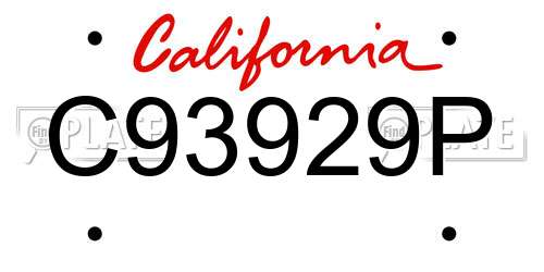 C93929P California License Plate