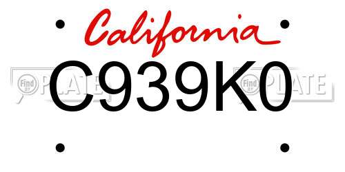 C939K0 California License Plate