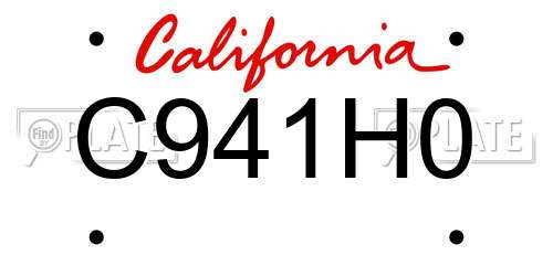 C941H0 California License Plate