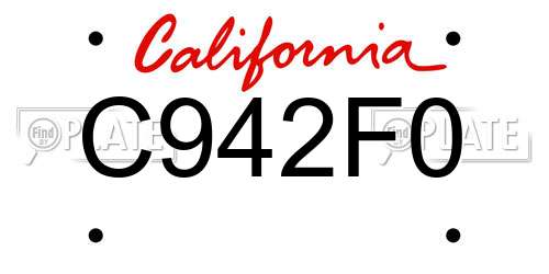 C942F0 California License Plate