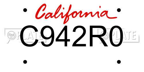 C942R0 California License Plate