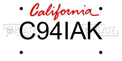 C94IAK California License Plate