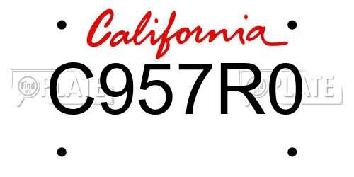 C957R0 California License Plate