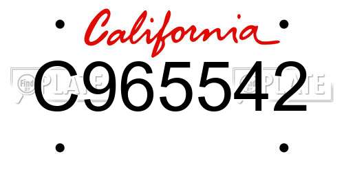 C965542 California License Plate