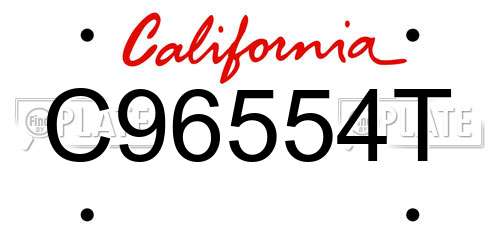 C96554T California License Plate