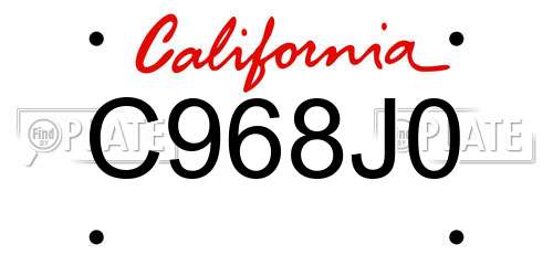C968J0 California License Plate