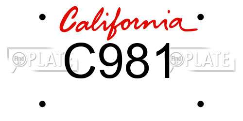 C981 California License Plate