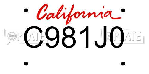 C981J0 California License Plate