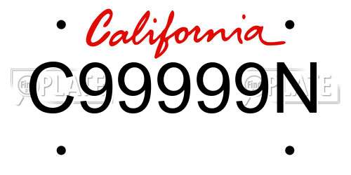 C99999N California License Plate
