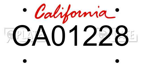 CA01228 California License Plate