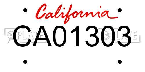 CA01303 California License Plate