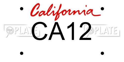 CA12 California License Plate