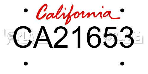 CA21653 California License Plate