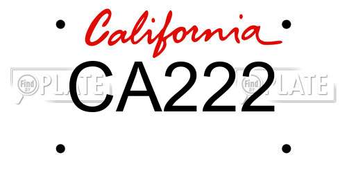 CA222 California License Plate
