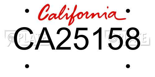 CA25158 California License Plate