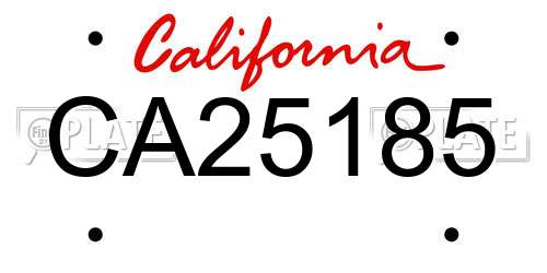 CA25185 California License Plate