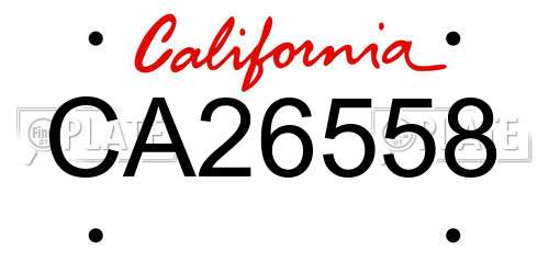 CA26558 California License Plate
