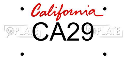 CA29 California License Plate