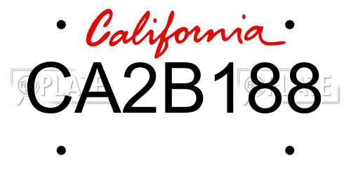 CA2B188 California License Plate