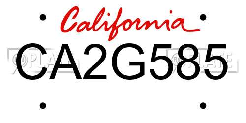 CA2G585 California License Plate