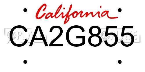 CA2G855 California License Plate