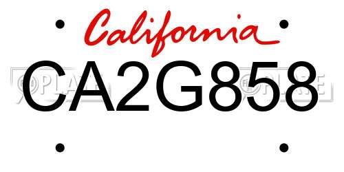 CA2G858 California License Plate