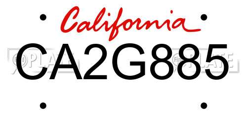 CA2G885 California License Plate