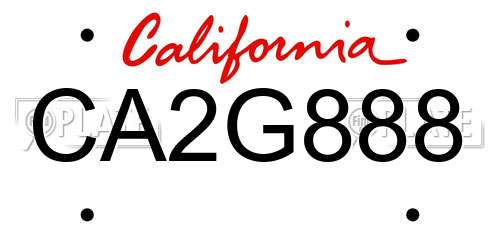 CA2G888 California License Plate