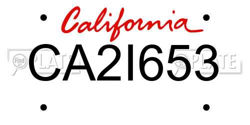CA2I653 California License Plate