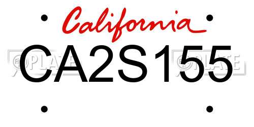 CA2S155 California License Plate
