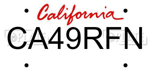 CA49RFN California License Plate