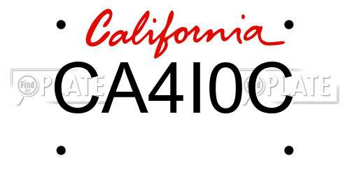 CA4I0C California License Plate