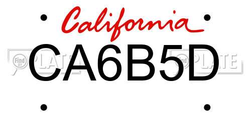 CA6B5D California License Plate