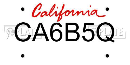 CA6B5Q California License Plate