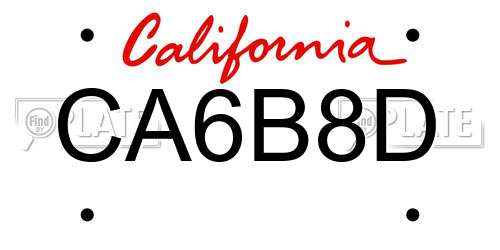CA6B8D California License Plate