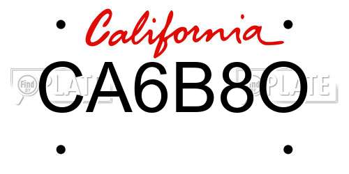 CA6B8O California License Plate